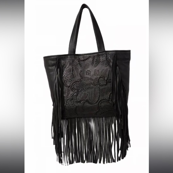 Frye Vivian Fringed Oversized Tote Black NEW - Picture 1 of 13